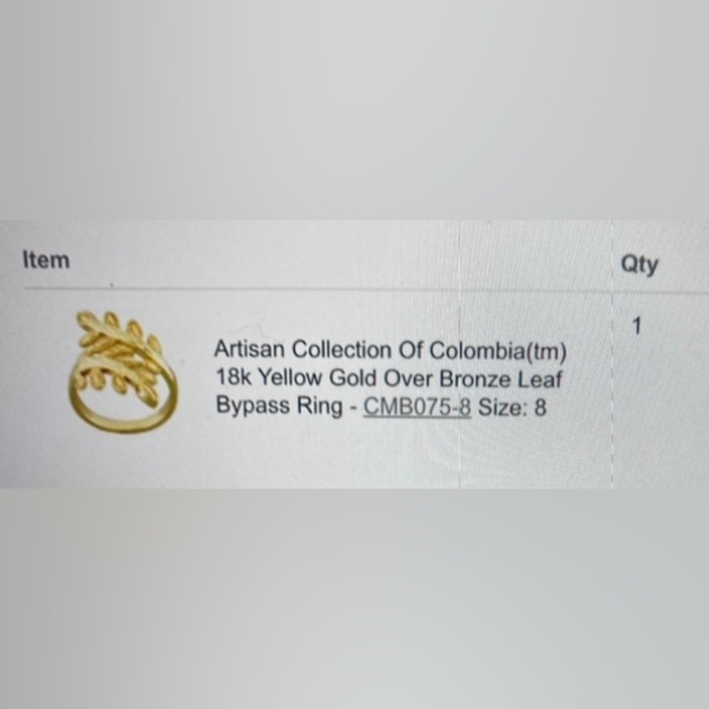 18k Yellow Plated Gold Leaf Statement Ring Artisan Collection of Columbia Size 8 - Picture 8 of 8